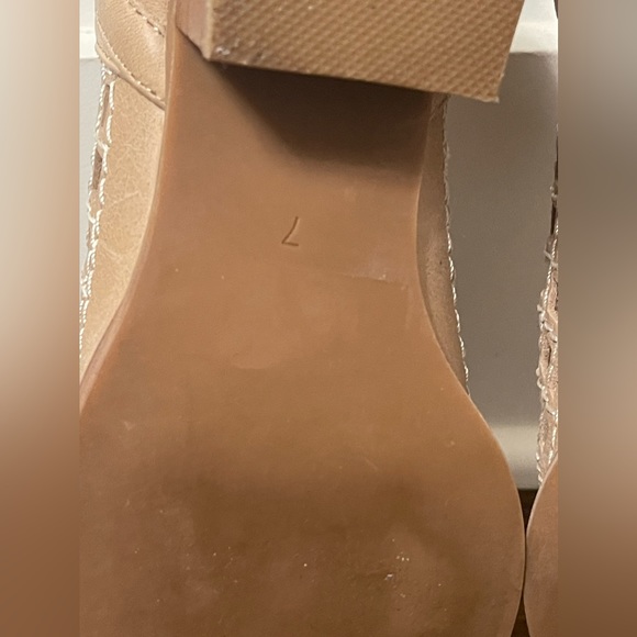 Jeffrey Campbell Tan/Cream Taggart Open-Weave Leather Ankle Boots Size 7 - Picture 7 of 9